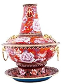 NIBHZ Chinesischer Kupfer Hotpot Chafing Dishes, Alter Pekinger Kupfertopf, Induktionsherd, Hot Pot, Haushalt, Flacher Topf Kupfer Hot Pot,Rot,30cm