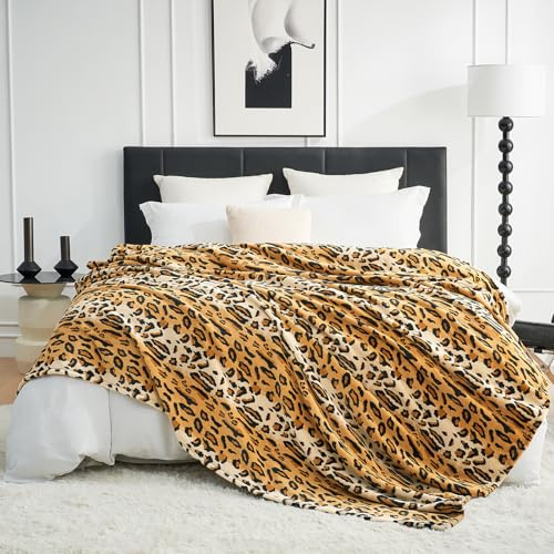 Cozy Bliss Flauschige Decke für Bett und Couch mit Leopardenmuster, dicke, weiche, warme Fleece-Decken als Raumdekoration, für Kinder, Damen, Herren, Mädchen, brauner Gepard, 254 x 304,8 cm