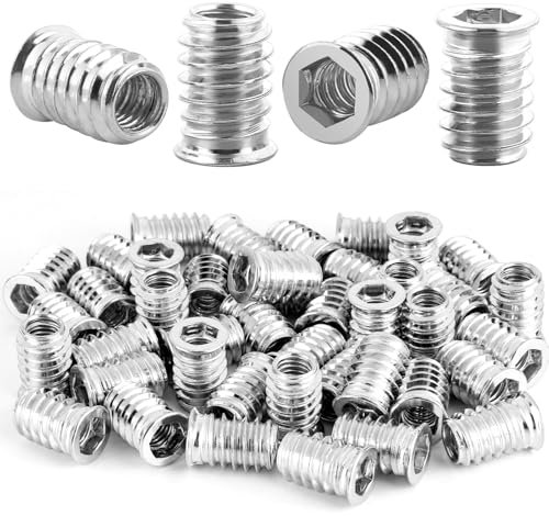 40 Stk Einschraubmutter M8 X 20mm, Hex Innensechskant Gewindeeinsatz Holz, Einschraubmuffen aus Verzinktem Stahl Zink-Legierung, Einschraubhülse Gewindeeinsatz M8 für Holzmöbel