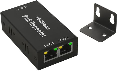 Leehitech 2 Ports 100M PoE Repeater with IEEE 802.3af/at Standard, 30W 1 in 2 Out PoE Extender,100M Ultra Long Distance Signal Extende and Power Supply for IP Camera/PoE Devices/Wireless Device