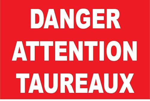 Panneau danger attention taureaux en pvc de 3mm d'épaisseur et au format 200x300mm