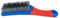 Hiessgozy Petite brosse métallique en acier inoxydable avec poignée en silicone rouge et bleu pour enlever les rayures et la rouille