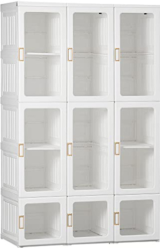 HOMCOM Portable Clothes Wardrobe for Bedroom Foldable Hanging Rods White
