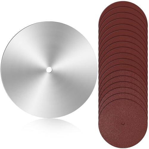 Juqoyue 10In Sanding Disc for Table Saw 5/8In Arbor Calibration Sanding Disc Balance Blade 18Sandpaper 60 80 100 120 180 240Grit