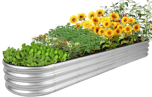 HEALSTOK Galvanisiertes Hochbeet Kit, 240x60x30cm Metall Pflanzkasten für Gemüse, Blumen & Kräuter - Outdoor Gartenarbeit mit einfacher Montage(Silber, 240x60x30cm/1stück)