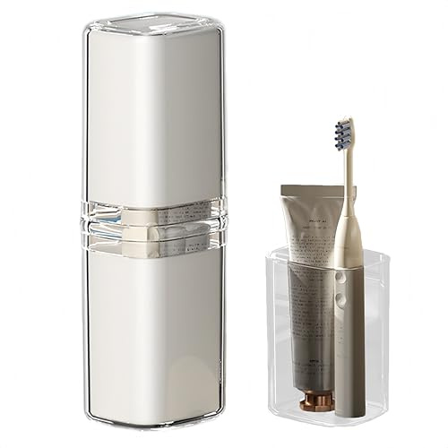 XSQD Reise Zahnputzbecher, Doppelschichtige Split Vier Cup Zahnbürsten Etui, Zahnbürste und Zahnpasta Schützender Halter Box, Wasserdichte Tragbare Zahnbürste Tasse, Camping, Urlaub, Reise Zubehör