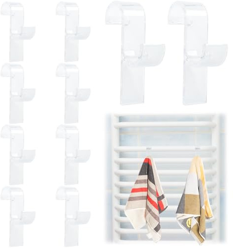 Annickee Ganci per Termoarredo Bagno, Ganci Termoarredo Bagno, Appendi Accappatoio, Appendini per Scaldasalviette per Accappatoio, Vestiti e Asciugamani (10 Pezzi Trasparente)