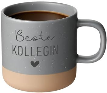 wunderwunsch Steingut Henkel Tasse Becher personalisiert als Abschiedgeschenk für Erzieherin, Lehrerein, Hebamme und Geschenk Beste Freundin mit Namen (grau, Beste Kollegin)