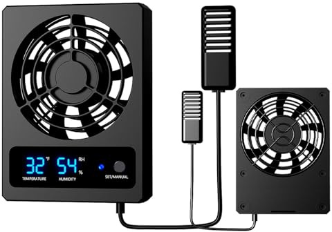 Eoixuqba ventilateur terrarium numérique Ventilateur de refroidissement numérique pour reptiles Ventilation silencieuse reptile Refroidissement terrarium pour reptiles avec affichage LEDt
