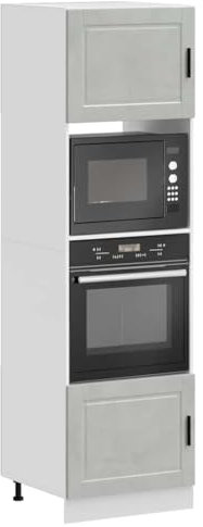 Tomostar Ofenschrank, Schrank für Ofen, Unterschrank, Küche, Portwei, Betongrau, Holz, 60 x 57 x 207 cm