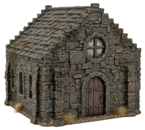 Tims Plum Mittelalterliche Kapelle - 28mm Tabletop Gelände Gebäude aus PLA mit abnehmbarem Dach, Steinkapelle für Fantasy Wargaming & RPG