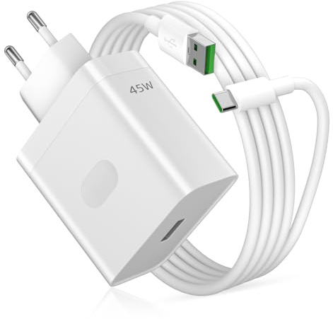 AIAUXAI Caricatore con Cavo per Realme 45W, Ricarica Rapida per Super-Vooc | Caricabatterie Veloce con Cavo USB C 1M 6A per Realme 14 Pro 13 12 P3 C71 C75 C85 per OPPO Reno13 A5 Pro A40 A6 per OnePlus