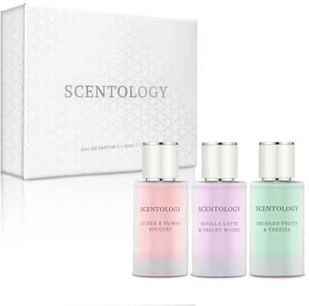Scentology Perfume for Women Gift Set (3 x 50ml) – Vanilla Latte & Velvet Woods, Lychee & Floral Bouquet, Orchard Fruits & Freesia – Cruelty-Free & Travel-Friendly Eau de Parfum – Lasts up to 6 Hours
