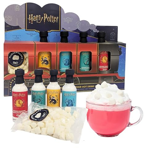 Harry Potter Hot Chocolate Gift Set - Hogwarts Express Coco Train of 4 x 42g Colour Changing Choxcolate Drinks with Marshmallows. Harry Potter Gifts for Stocking Fillers, Christmas Gifts for Kids