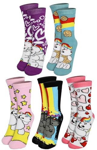 Pummel & Friends Pummeleinhorn Socken für Damen - Frauen Sneaker Strümpfe 38-43 (5er Pack)