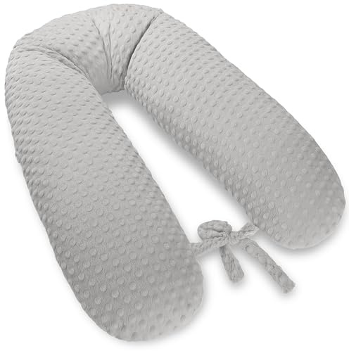 ekm trade 170cm XXL Stillkissen Schwangerschaftskissen Lagerungskissen Seitenschläferkissen große Farbwahl Handmade Baumwolle 100% aus Zertifizierte Materialien (99 - Minky Grau)