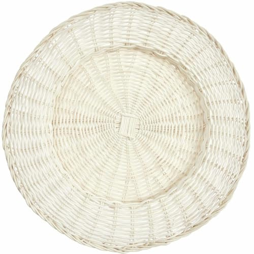 Rattan Deko-Teller, Weiß, Ø 34 x 4cm