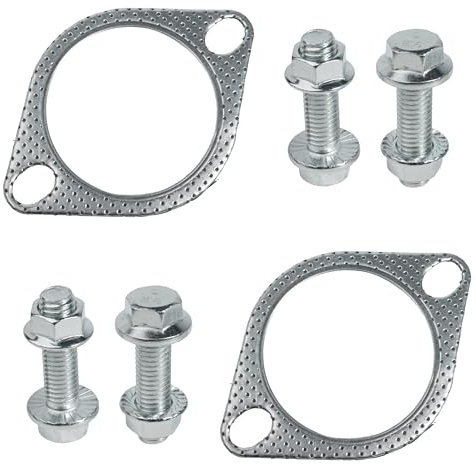 RowGlow Junta de brida de escape 63mm (2.5 pulgadas) Junta de escape 63mm con 4 pernos y 4 tuercas para conectar tubos de escape (63mm 2pcs)