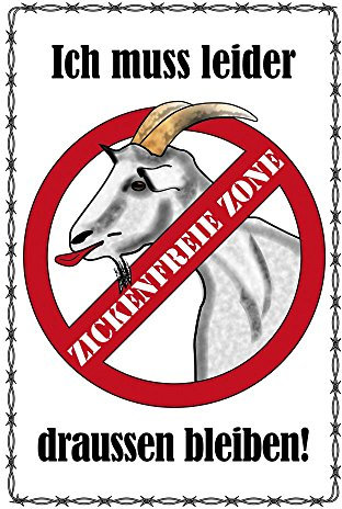 Schild - Zickenfreie Zone - 309199 - Gr. 20x30cm - Tiere Ziege