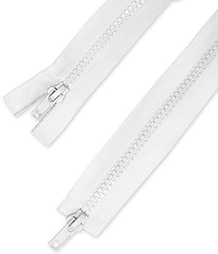 Telliswelt 2 Wege Reißverschluss - weiß - mit beidseitiger Öffnung - breite Kunststoffzähne - praktisch - 3,3 cm breit - 80 cm lang