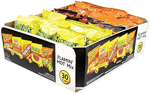 Frito Lay Flamin Hot Mix 30 Bolsas - Incluye Flamin Hot Cheetos, Papas Chester, Munchies, Funyuns, Cheetos crujiente Limón