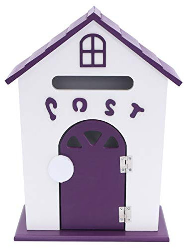 Amosfun Landhaus-Briefkasten aus Holz, Retro-Stil, bemalt, Basteln, Kunst, süßes Vogelhaus Briefkasten, Dekoration für Kindergarten, Büro, Zuhause für den Außenbereich