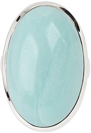 ELEDORO Damen Solitär Ring aus 925 Sterling Silber mit Amazonit Gr. 50 (15.9)