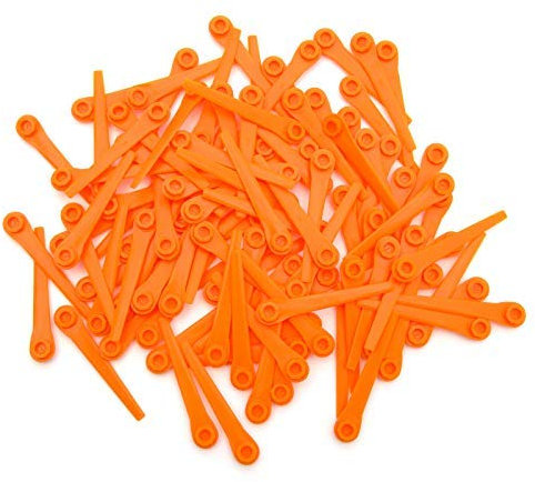 SurePromise Lot de 100 lames de rechange en plastique pour tondeuse à gazon Gardena 9823 9825 Orange 70 mm