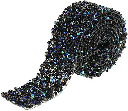 30mm Diamant Band, 1 Yard Band Diamant Mesh Wrap Rolle Sparkle Kristall Dekoration Paillettenband Dekoband Glitzerband für Hochzeitstorte Brautkleid Kerze Vase Herzstück DIY Grau