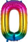 100CM Riesen Regenbogen Zahl 0 Folien Luftballons Number Mylar Helium Zahlenballon Hochzeit Geschenk-Deko Einhorn Geburtstag Party Dekoration für Mädchen Junge