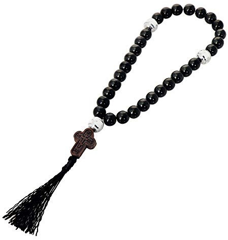 NKlaus Rosenkranz Gagat Handarbeit Gebetskette 30 Kugel schwarzer Bernstein 36134