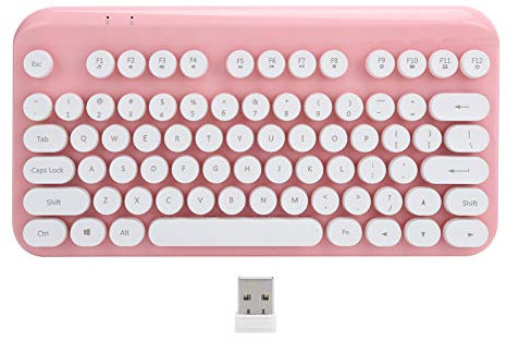 VBESTLIFE Punk Wireless Keyboard, 2.4G, 75 Tasten, Ergonomisch, Tastatur, Computerzubehör, für zu Hause, Geschäftsstelle(Rosa)