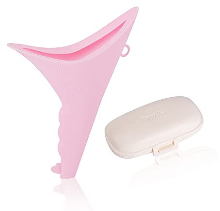 ZoneYan Urinoir pour Femme, Urinoir Portable, Urinoir Femme Camping, Pisse Debout Portable pour Femme, Pipi Debout Femme, Rose, avec Mini Boîte de Rangement