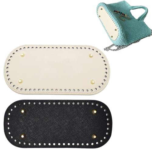 Spldsun 2 Stück Taschenboden Kunstleder Stricken, pu Ledertasche Bodenformer Taschenboden, für Schultertasche Umhängetasche Handgewebte Tasche Pad(Oval)