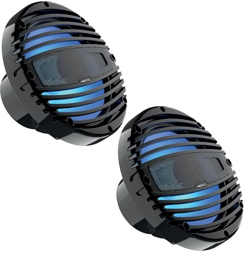 Hertz HMX 8-LD-TC | 20cm Hochleistungs Marine Koaxial Lautsprecher schwarz | RGB-LED
