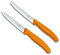 Victorinox - 2-tlg. Starter Gemüsemesser Set 10cm - gerader und Wellenschliff - Swiss Classic - orange - spülmaschinengeeignet