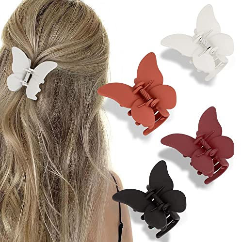Lot de 4 Pinces à Cheveux Papillon pour Femmes et Filles - Petit Antidérapant pour Cheveux Épais - Mignonnes - Couleur 2