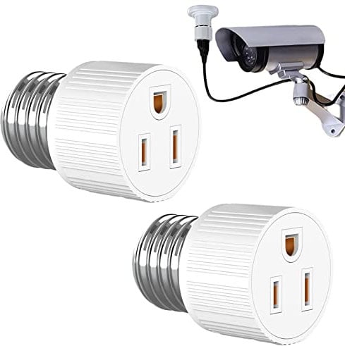 Aelevate 2 Light Bulb Socket Adapter, Polarized Light Bulb Outlet Adapter, 3 Prong Light Bulb Socket Adapter Fit for 2/3 Prong Convert for Porch Patio Garage