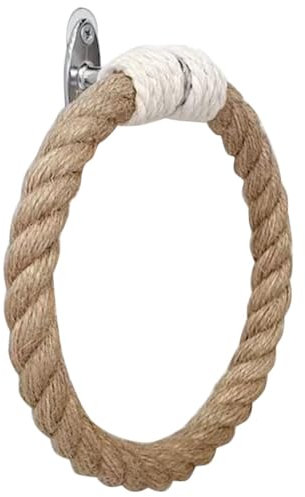 Veemoon Porte-Serviettes Corde Serviette Anneau Mural en Bois Serviette De Bain Anneaux Ferme Rustique Porte-Serviette pour Salle De Bain Cuisine Mur Décor Stand Accessoires