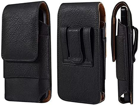 Kleine Gürteltasche für Handy Schwarz, Handytasche mit Kartenhalterung, 6.5 Vertikale Leder Smartphone Tasche mit Gürtelschlaufe Reisen Outdoor Camping Telefon Gürtelhalter Brieftasche Hüfttasche