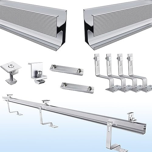 Warmfay Balkonkraftwerk Halterung Ziegeldach Komplettset für 2 Paneele, Befestigung Solarpanel Ziegeldach - Bis 115CM Breite PV Modul und 35mm Dicke, Alu Solar Halterung Ziegeldach Geprüft als Robust