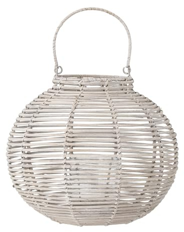 Bloomingville Laterne Malua mit Glas – Rattan weiß (82056682)