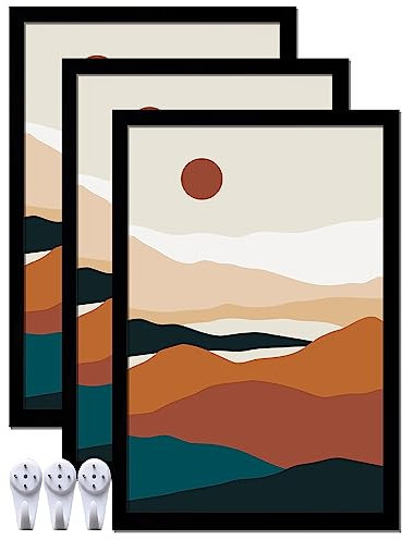 ijuerybai Schwarzer 40,6 x 61 cm Bilderrahmen-Set, hochtransparenter Rahmen für 40,6 x 61 cm, Leinwand, Postergröße, Wandhalterung und Tischplatte horizontal vertikal (schwarz, 40,6 x 61 cm)