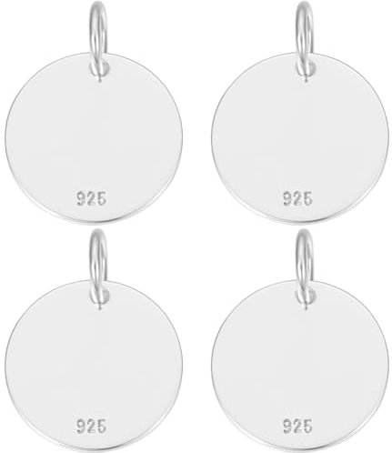 Beebeecraft 1 Caja 4 uds. Dije Redondo Plano de Plata de Ley Bandeja de Bisel En Blanco de 12mm Ajustes de Cabujón con Lazo para Hacer Joyas