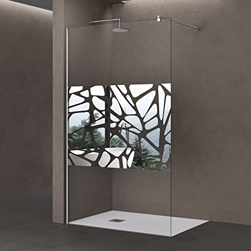 doporro Luxus Duschwand für Dusche Duschabtrennung 80x200cm Walk-In Dusche 10mm ESG-Sicherheitsglas Eisschollen inkl. Nanobeschichtung Bremen02BL