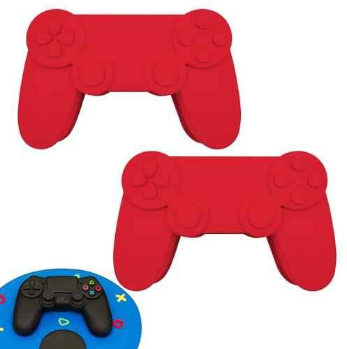 2 Pièces Moule en Silicone, 23.5 × 15.5cm Manette de Jeu Moule Silicone, Rouge Très Grand Moule Gateau Silicone, 3D Moule de Poignée de Jeu, pour Faire du Chocolat, Des Gâteaux