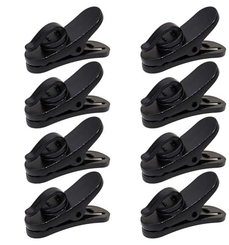 Mini Skater Kleine drehbare Kopfhörer-Clips aus Kunststoff zur Befestigung von Kopfhörerkabeln, kabelgebundenen Headset-Kopfhörerkabeln an Hemd, 8 Stück (schwarz)