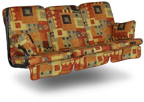 Angerer Freizeitmöbel GmbH Hollywoodschaukel Auflage Exklusiv - passend für viele 3-Sitzer Hollywoodschaukeln - Schaukelauflage Made in Germany (Terra-Braun-Beige Gemustert)
