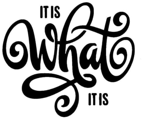 It Is What It Is - V2 - Allwetter-Aufkleber, Vinyl-Aufkleber, Auto, Laptop, LKW, Werkzeugkasten, Fenster, Tumbler, Boot, Anhänger usw (Silber, 5x6)