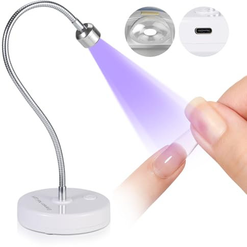 SAVILAND Flash Cure Nail Lamp: 10s Fast Curing Portable LED UV Nail Dryer for Gel Polish, Tips, Press On & Poly Gel - Rechargeable Gooseneck UV Lamp for Home DIY Manicure